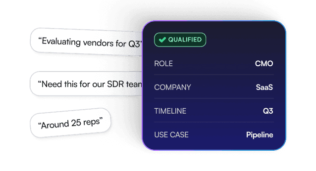A qualified buyer profile built from a real-time website conversation.